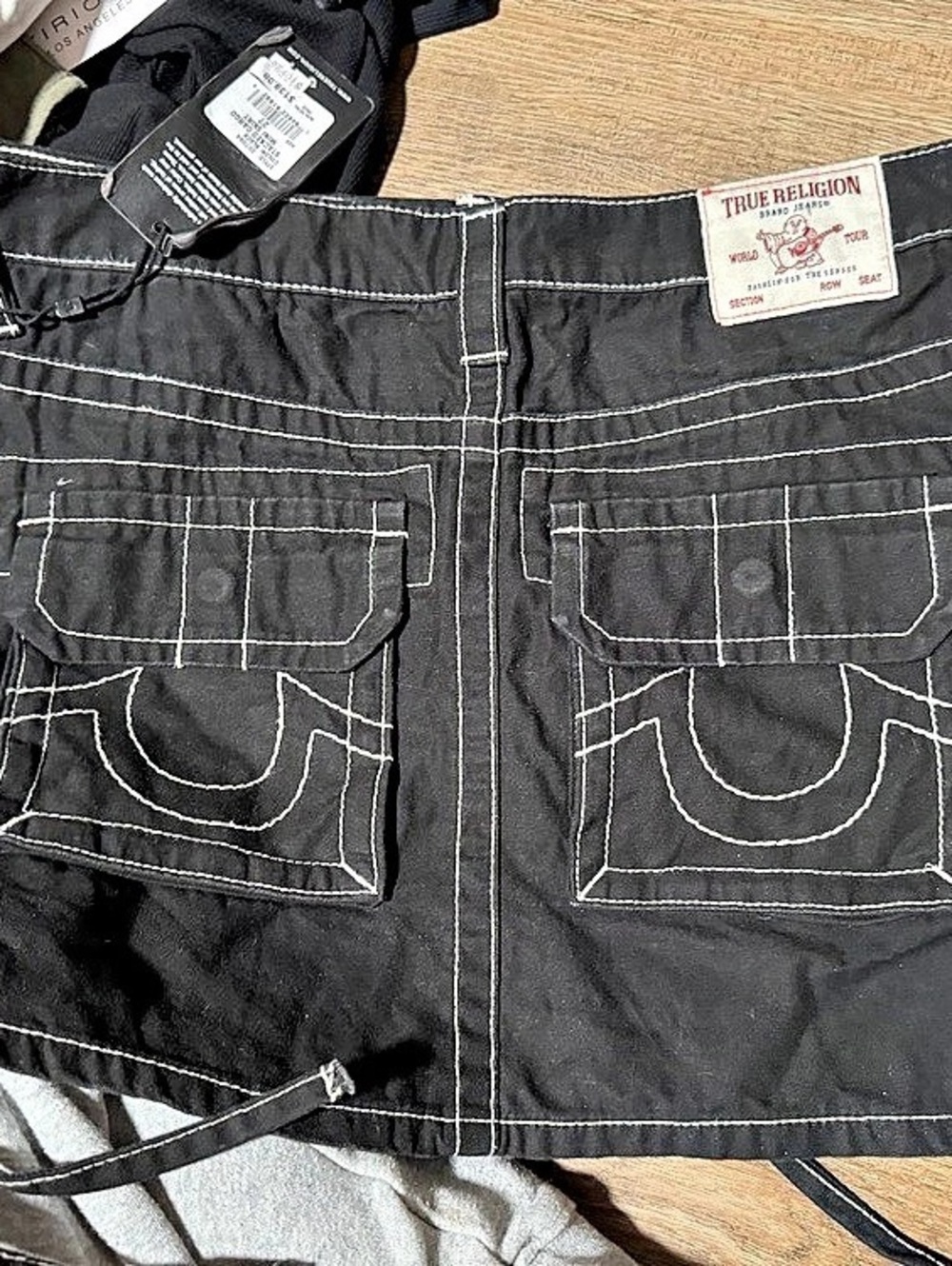 True Religion Black Cargo Shorts